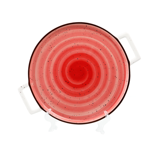 [08-1584DR] Porceletta Red Color Glazed Porcelain Red Pizza Plate 26 cm / 10"
