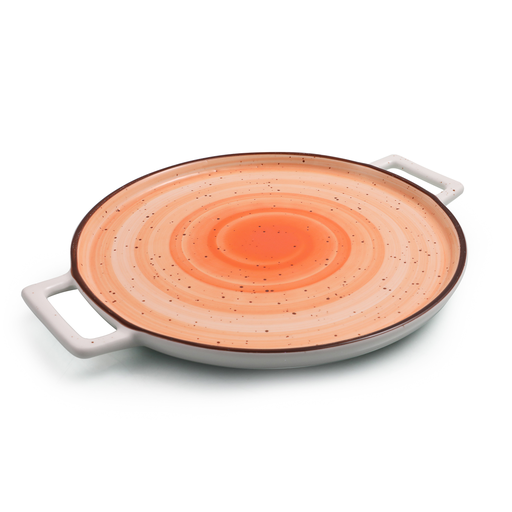 [08-1585DO] Porceletta Orange Color Glazed Porcelain Orange Pizza Plate 32 cm / 12"