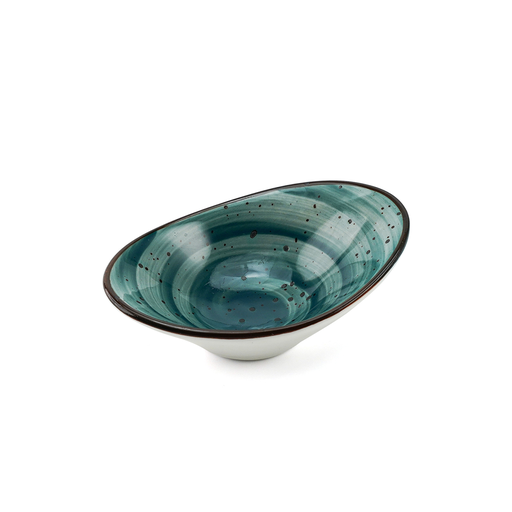 [08-1600DG] Porceletta Green Color Glazed Porcelain Oval Deep Dish 10 cm