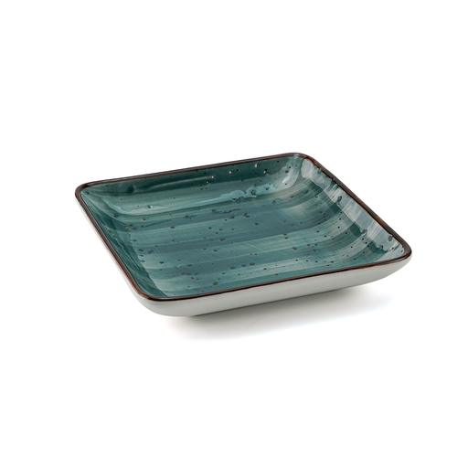[08-1601DG] Porceletta Green Color Glazed Porcelain Square Plate 5"