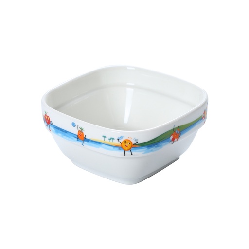 [08-212KD2] Porceletta Ivory Porcelain Stackable Kids Square Bowl 4"