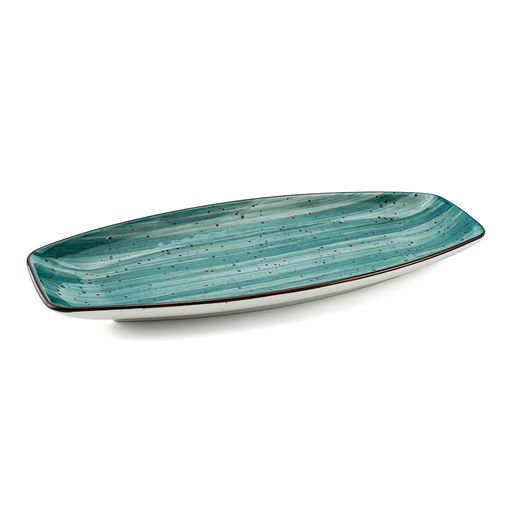 [08-241DG] Porceletta Green Color Glazed Porcelain Boat Plate 30 cm / 12"